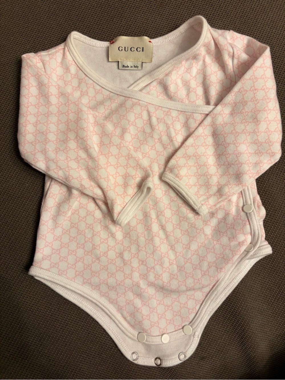 Gucci Pink Monogram Infant One-Piece Bodysuit